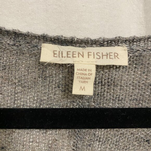 Eileen Fisher 100% Linen Gray V-Neck Sweater Size M - Picture 3 of 9